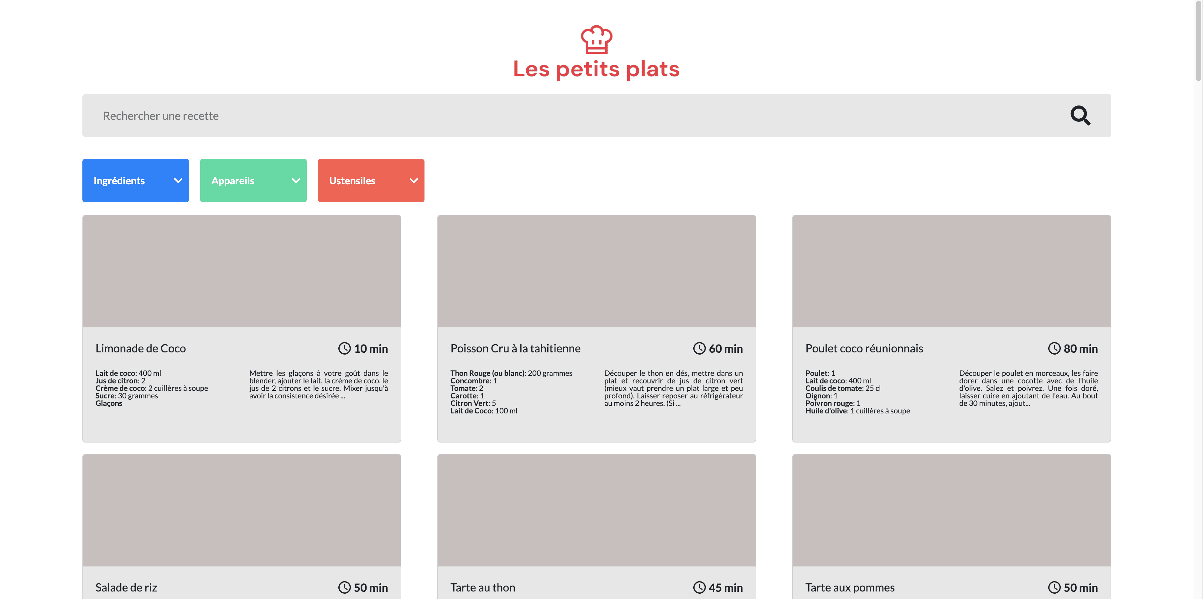 Les petits plats(OpenClassrooms' project)